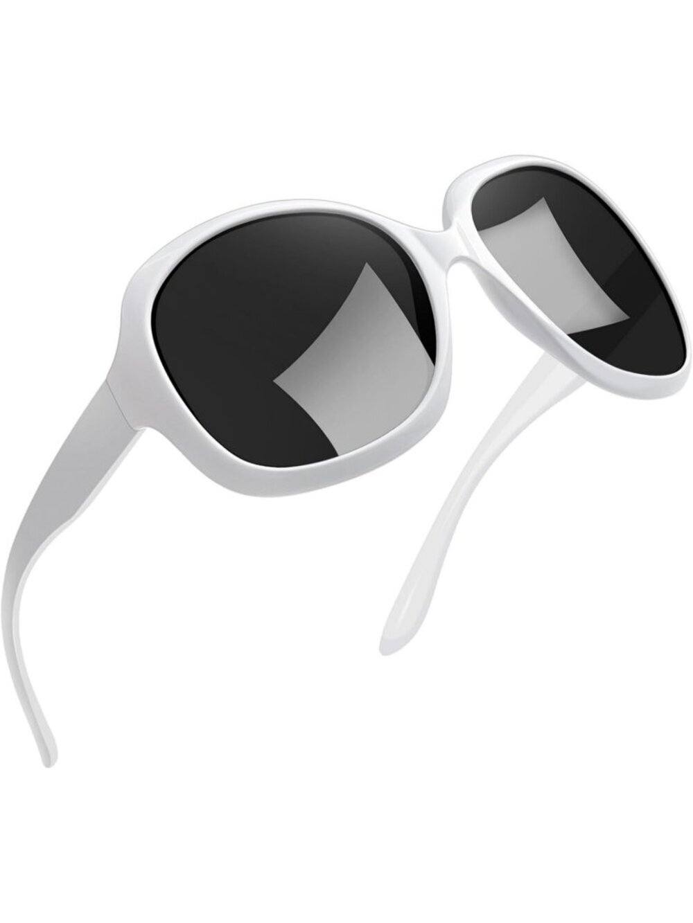 Women's White Black Polarized UV Protection Sun Glasses Big Wide Shades Driving